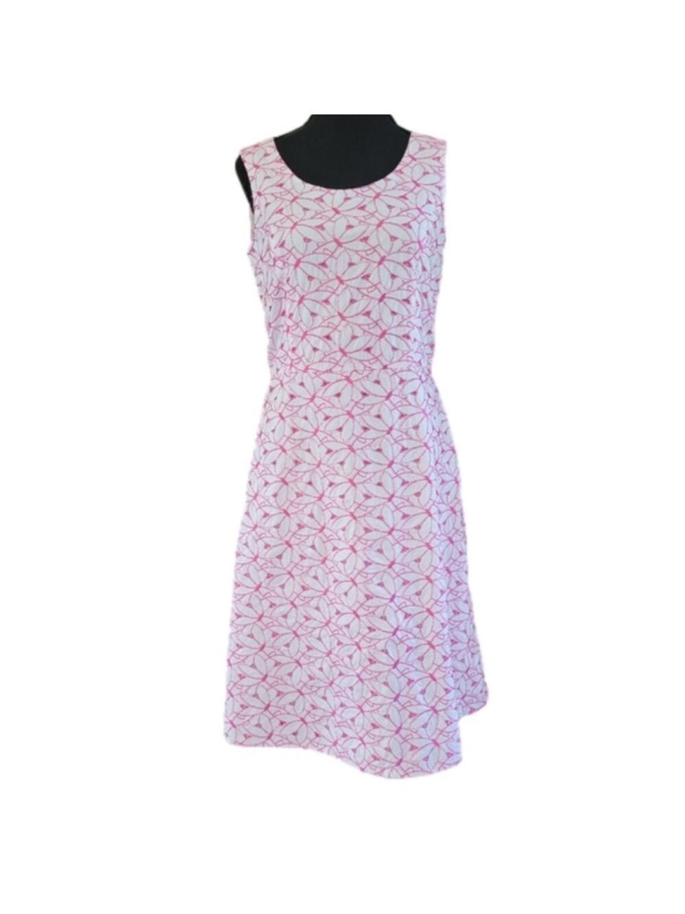 Clues Collection White Machine Embroidered Fuchia Floral Dress Size 4